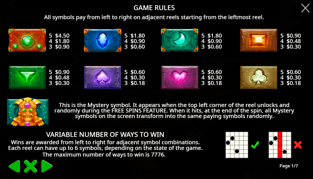 Aztec Bonanza Symbols & Paytable