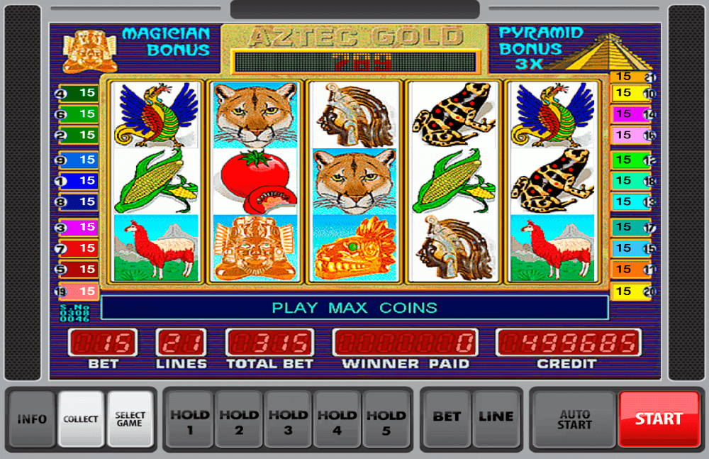 Gameplay in Aztec Gold video slot